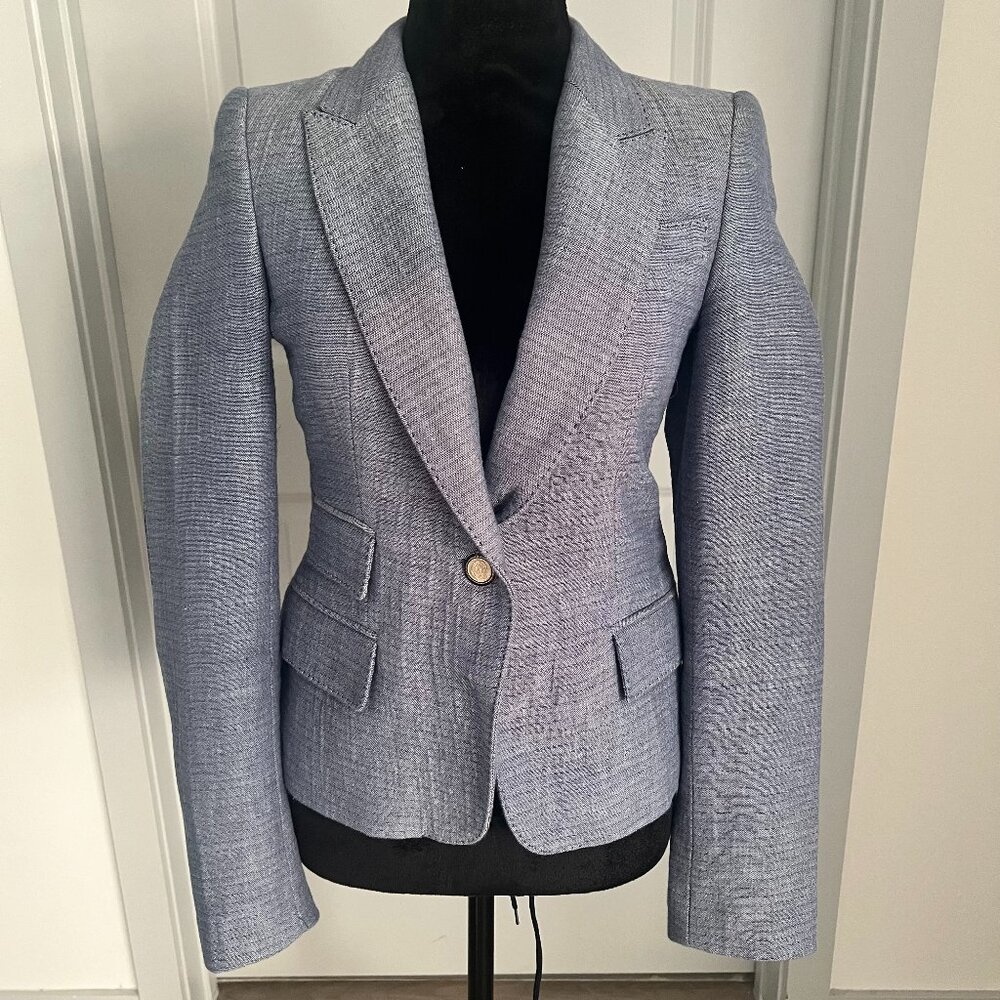 Zara Womens Sz XS Blazer Linen Cotton Blend Gray Academia Classic Career